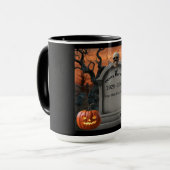 Halloween Grabstein Spaß "Dewey Burnum" Tasse (Vorderseite Links)
