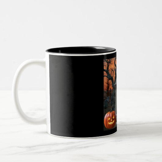 Halloween Grabstein Spaß "Ima Kadaver" Zweifarbige Tasse (Links)
