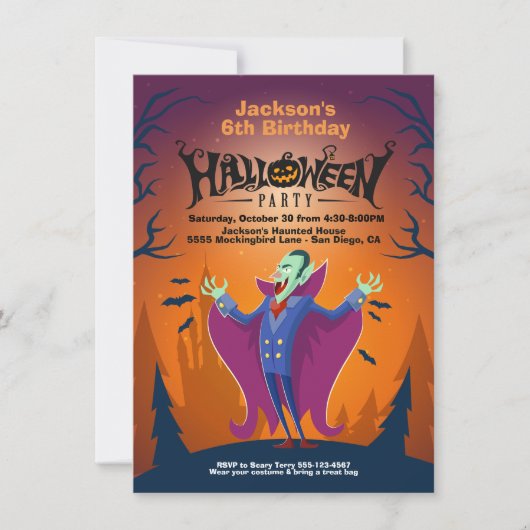 Halloween Graf Dracula Einladungen (Vorderseite)