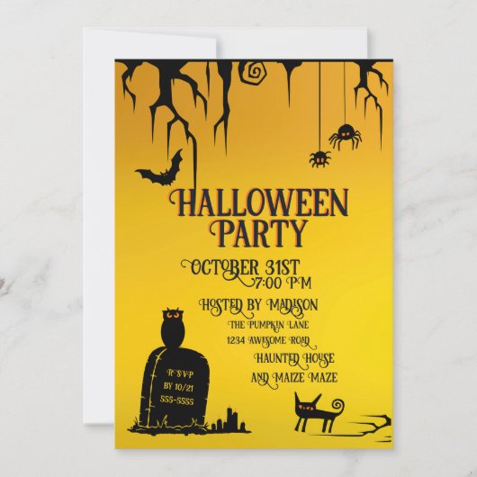 Halloween Graffiti-Friedhof Einladung (Vorderseite)