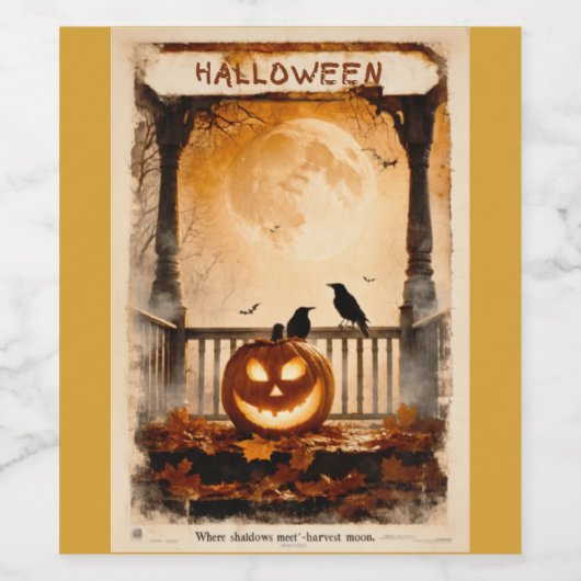 Halloween Graphic - Poster-Ästhetik der 60er Jahre Weinetikett (Einzelnes Label)