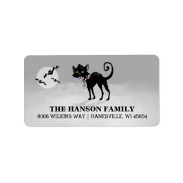 Halloween Grau-Adressetikett - Schwarze Katze Adressaufkleber