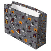 Halloween Grau  Große Geschenktüte (Rückseite Schrägansicht)
