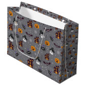 Halloween Grau  Große Geschenktüte (Vorderseite Schrägansicht)