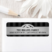 Halloween Grau. Schwarz-Adressetikett mit Fledermä (Insitu)