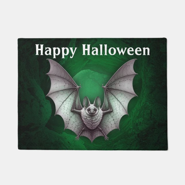 Halloween Graue graue Flechtbohne Grüne Höhle Fußmatte (Vorderseite)