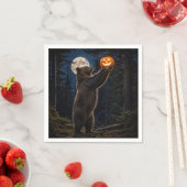 Halloween-Gräuelbär mit Kürbislaterne Serviette (Beispiel)