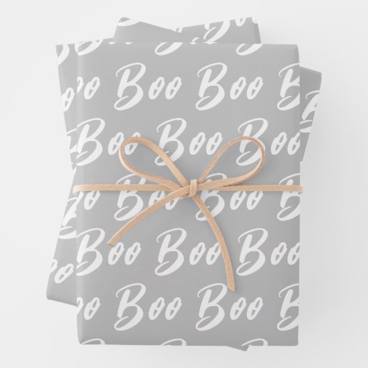 Halloween-graues Boottextmuster Geschenkpapier Set (Beispiel)