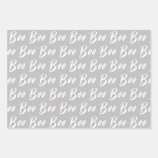 Halloween-graues Boottextmuster Geschenkpapier Set (Vorderseite)