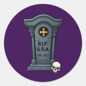 Halloween Gravestone R.I.P. U.S.A. Runder Aufkleber (Vorderseite)