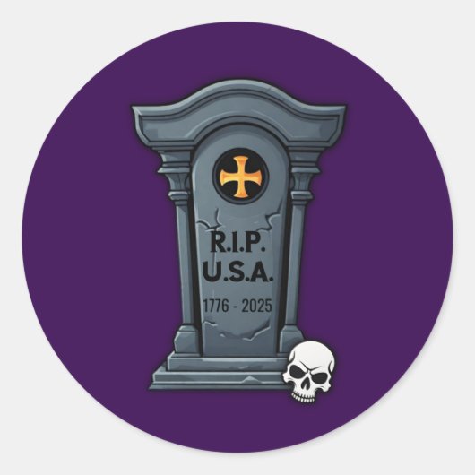 Halloween Gravestone R.I.P. U.S.A. Runder Aufkleber (Vorderseite)