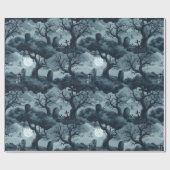 Halloween Graveyard Creepy Trees Ghost Moon Night Geschenkpapier (Flach)