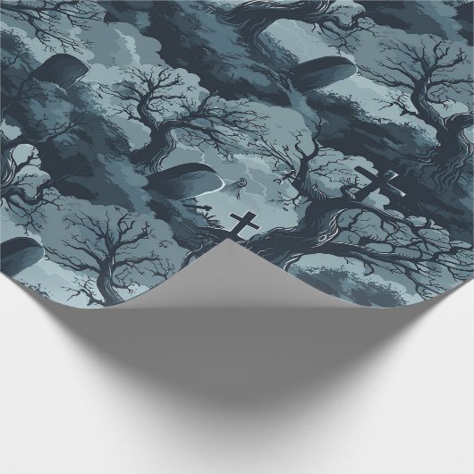 Halloween Graveyard Creepy Trees Ghost Moon Night Geschenkpapier (Ecke)