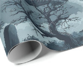 Halloween Graveyard Creepy Trees Ghost Moon Night Geschenkpapier (Rolleneckpunkt)
