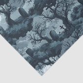 Halloween Graveyard Creepy Trees Ghost Moon Night Seidenpapier (Ausschnitt)