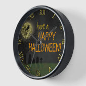 Halloween - Graveyard Crow and Moon Custom Text Wanduhr (Winkel)