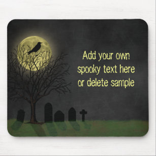 Halloween - Graveyard Crow and Moon Mousepad