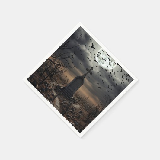 Halloween-Graveyard-Friedhof Gothic Serviette (Ecke)