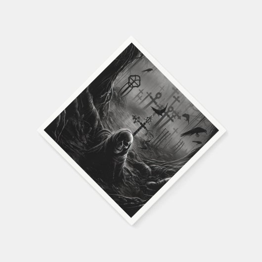 Halloween Graveyard Friedhof Gothic Skelett Serviette (Ecke)