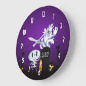 Halloween Graveyard Niedlich Skelett und Geister Große Wanduhr (Winkel)