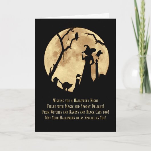 Halloween Graveyard Owl Cat Ravens and Moon Karte (Vorderseite)