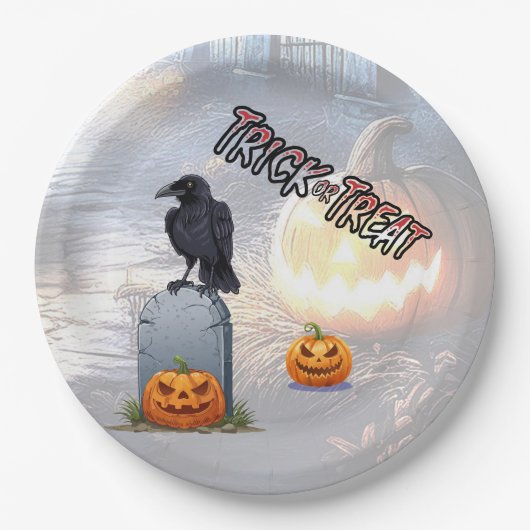 Halloween Graveyard Pappteller (Vorderseite)