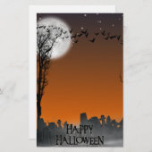 Halloween Graveyard-Silhouette Briefpapier (Vorne/Hinten)