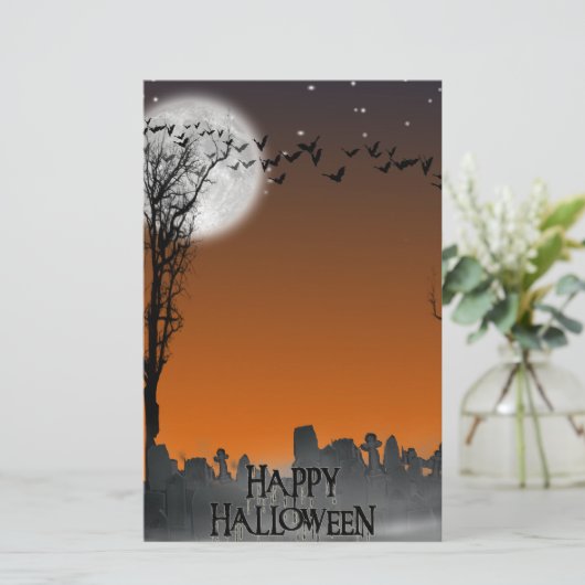 Halloween Graveyard-Silhouette Briefpapier (Stehend Vorderseite)