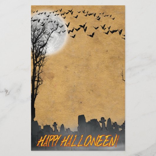 Halloween Graveyard-Silhouette Briefpapier (Vorderseite)