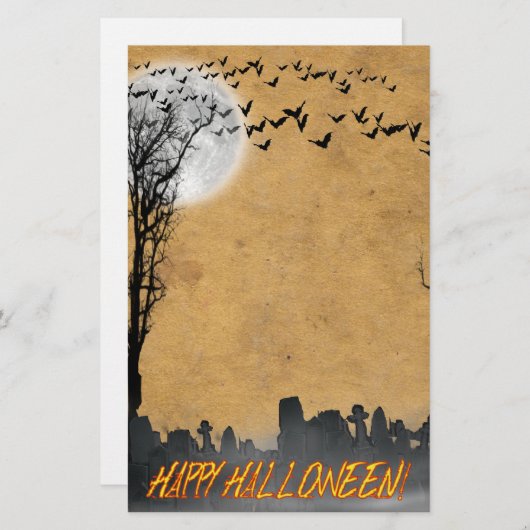 Halloween Graveyard-Silhouette Briefpapier (Vorne/Hinten)