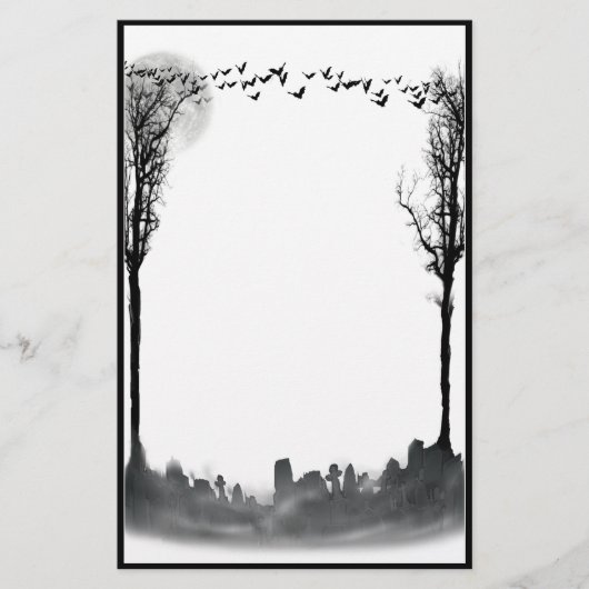 Halloween Graveyard-Silhouette Briefpapier (Vorderseite)