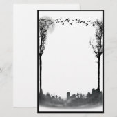Halloween Graveyard-Silhouette Briefpapier (Vorne/Hinten)