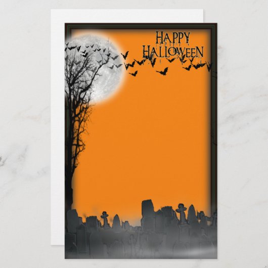 Halloween Graveyard-Silhouette Briefpapier (Vorne/Hinten)