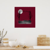 Halloween Graveyard-Silhouette Poster (Küche)