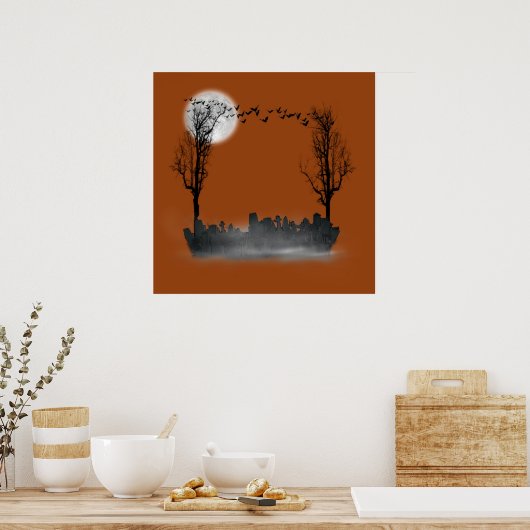 Halloween Graveyard-Silhouette Poster (Küche)