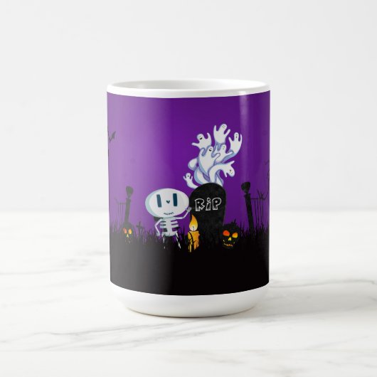Halloween Graveyard Spooky Niedlich Skelett & Geis Kaffeetasse (Mittel)