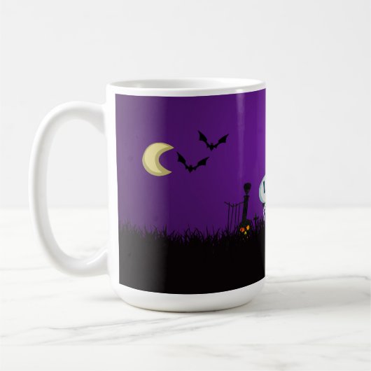 Halloween Graveyard Spooky Niedlich Skelett & Geis Kaffeetasse (Links)