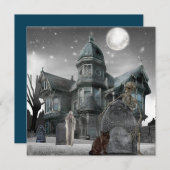 Halloween Graveyard Spuk House Feiertagskarte (Vorne/Hinten)