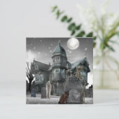 Halloween Graveyard Spuk House Feiertagskarte (Stehend Vorderseite)