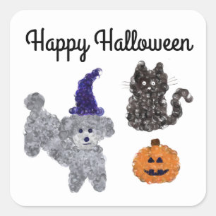 Halloween Gray Poodle #1-2 Stickers