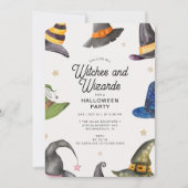 Halloween Gray Wizards & Hexes Party Einladung (Vorderseite)