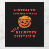 Halloween Great Again Classic - Retro Pumpkin Weinetikett (Einzelnes Label)
