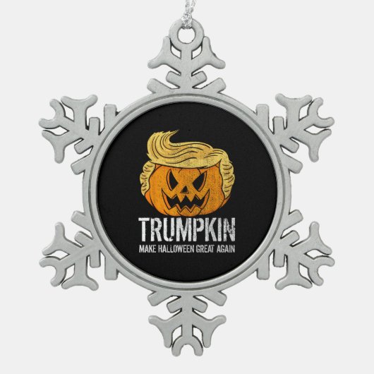 Halloween Great Again Donald Trumpkin Pumpkin Schneeflocken Zinn-Ornament (Vorderseite)