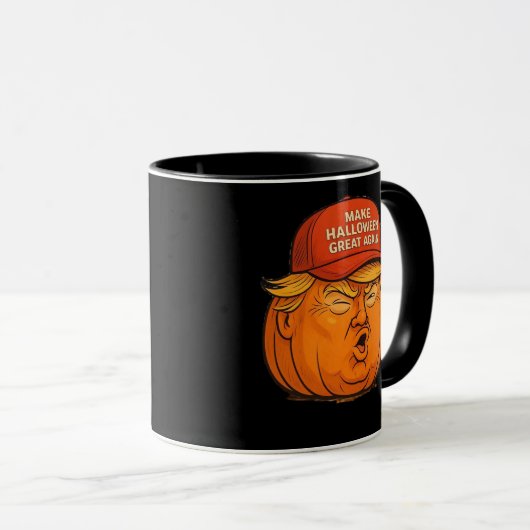 Halloween Great Again - Funny Trumpkin Slogan Tasse (VorderseiteRechts)