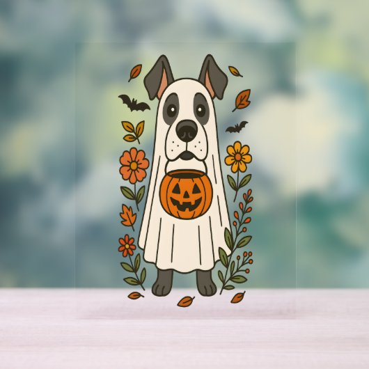Halloween Great Dane Blume Acrylschild (Neutral)