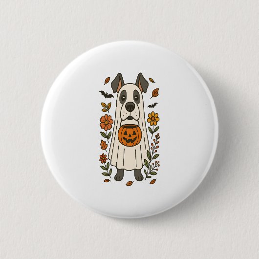 Halloween Great Dane Blume Button (Vorderseite)