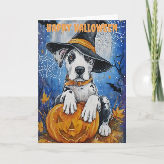 Halloween Great Dane Dog Feiertagskarte (Vorderseite)