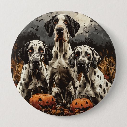 Halloween Great Dane Dogs Kürbislaterne Button (Vorderseite)