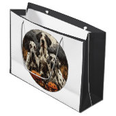 Halloween Great Dane Dogs Kürbislaterne Große Geschenktüte (Vorderseite Schrägansicht)