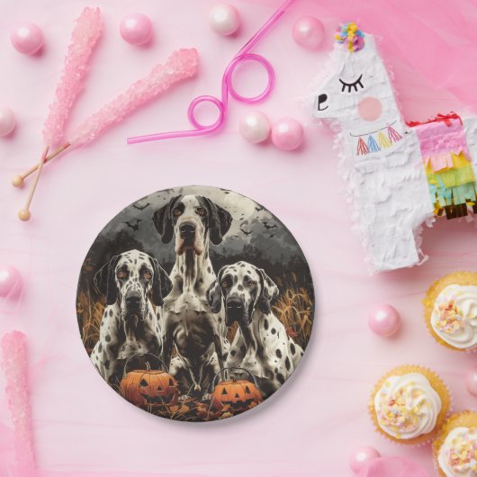 Halloween Great Dane Dogs Kürbislaterne Pappteller (Party)